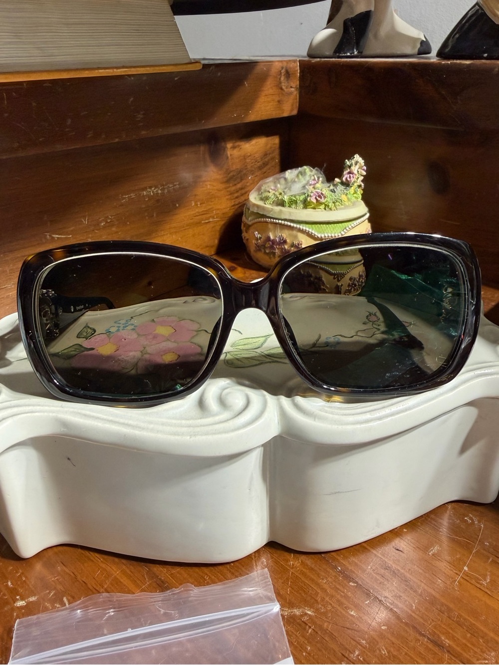 Bebe BB7051 Tortoise Square Rhinestone Logo Womens Brown Sunglasses